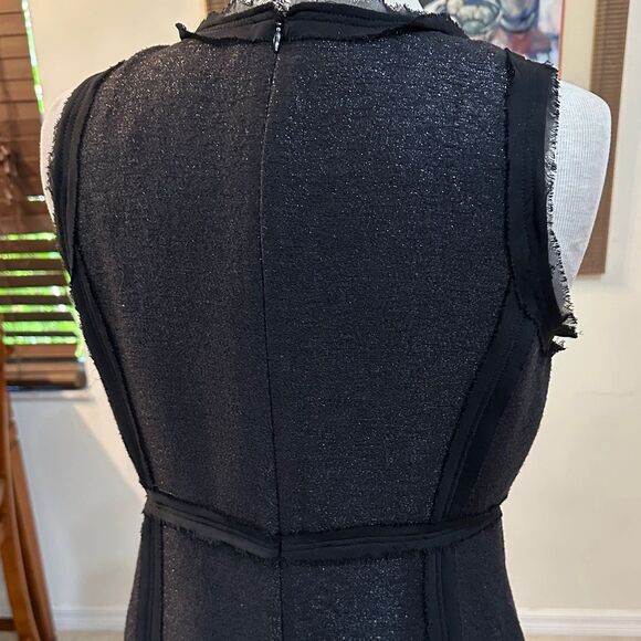 Michael Kors Black Tweed Fringe Shimmer Sleeveless Dress Size 6 - Picture 10 of 11